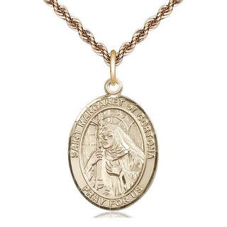 14kt Gold Saint Margaret of Cortona Medal Engraved Catholic Saint Jewelry