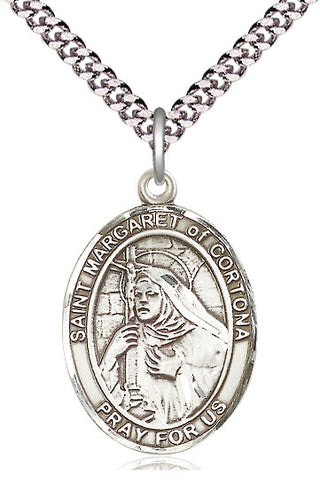 Sterling Silver Saint Margaret of Cortona Medal Catholic Jewelry Engraved Catholic Saint Jewelry