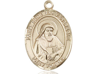 14kt Gold Filled Saint Bede the Venerable Medal Engraved Catholic Saint Jewelry