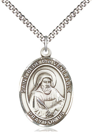 Pewter Saint Bede the Venerable Medal Catholic Jewelry Engraved Catholic Saint Jewelry