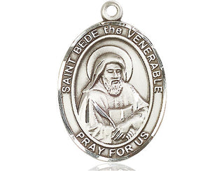 Sterling Silver Saint Bede the Venerable Medal Catholic Jewelry Engraved Catholic Saint Jewelry