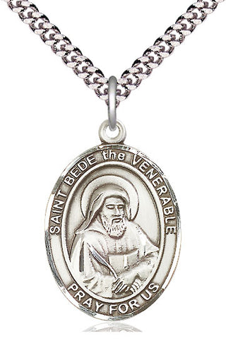 Sterling Silver Saint Bede the Venerable Medal Catholic Jewelry Engraved Catholic Saint Jewelry