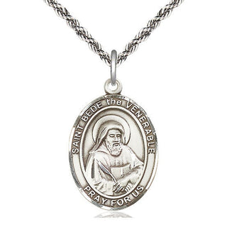 Sterling Silver Saint Bede the Venerable Medal Catholic Jewelry Engraved Catholic Saint Jewelry