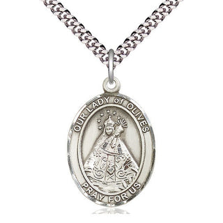 Pewter Our Lady of Olives Medal Catholic Jewelry Engraved Catholic Saint Jewelry