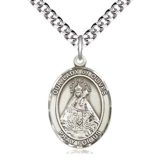 Pewter Our Lady of Olives Medal Catholic Jewelry Engraved Catholic Saint Jewelry