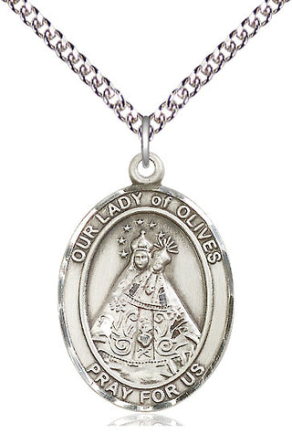 Sterling Silver Our Lady of Olives Medal Catholic Jewelry Engraved Catholic Saint Jewelry