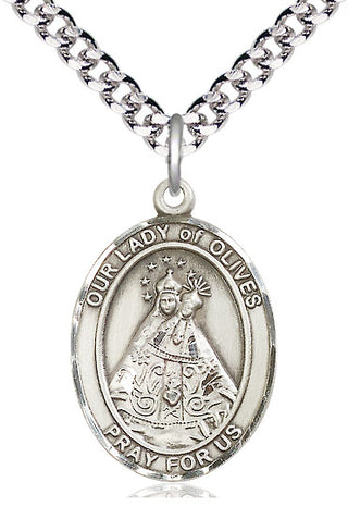 Sterling Silver Our Lady of Olives Medal Catholic Jewelry Engraved Catholic Saint Jewelry