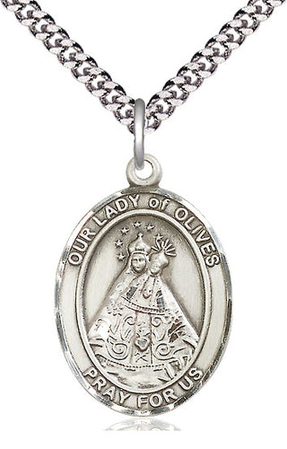 Sterling Silver Our Lady of Olives Medal Catholic Jewelry Engraved Catholic Saint Jewelry