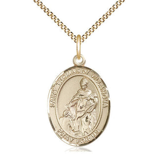 14kt Gold Filled Saint Thomas of Villanova Medal Catholic Jewelry Engraved Catholic Saint Jewelry
