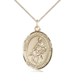 14kt Gold Filled Saint Thomas of Villanova Medal Catholic Jewelry Engraved Catholic Saint Jewelry
