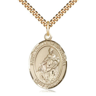 14kt Gold Filled Saint Thomas of Villanova Medal Catholic Jewelry Engraved Catholic Saint Jewelry
