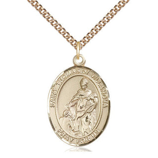 14kt Gold Filled Saint Thomas of Villanova Medal Catholic Jewelry Engraved Catholic Saint Jewelry