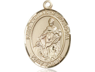 14kt Gold Saint Thomas of Villanova Medal Engraved Catholic Saint Jewelry