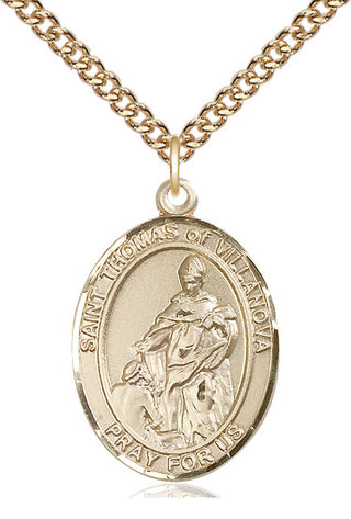 14kt Gold Saint Thomas of Villanova Medal Engraved Catholic Saint Jewelry