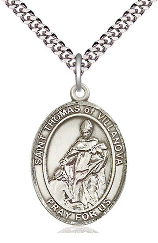 Pewter Saint Thomas of Villanova Medal Catholic Jewelry Engraved Catholic Saint Jewelry