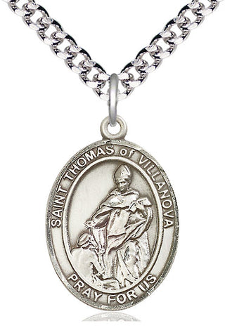 Sterling Silver Saint Thomas of Villanova Medal Catholic Jewelry Engraved Catholic Saint Jewelry