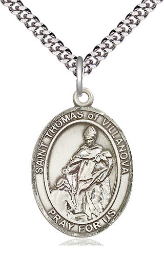 Sterling Silver Saint Thomas of Villanova Medal Catholic Jewelry Engraved Catholic Saint Jewelry
