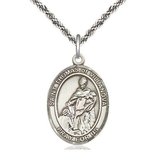 Sterling Silver Saint Thomas of Villanova Medal Catholic Jewelry Engraved Catholic Saint Jewelry