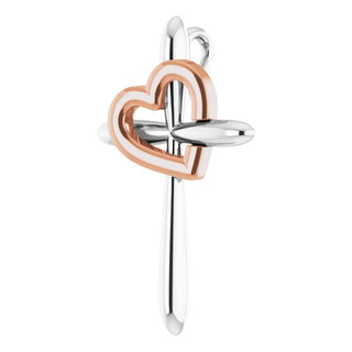 14K White & Rose Cross with Heart Pendant