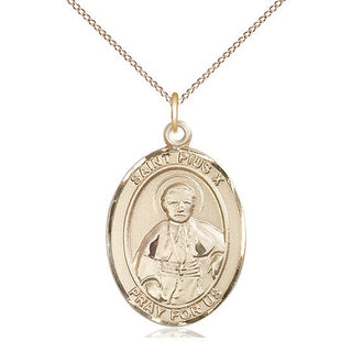 14kt Gold Filled Saint Pius X Medal Catholic Jewelry Engraved Catholic Saint Jewelry
