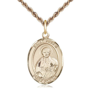 14kt Gold Saint Pius X Medal Engraved Catholic Saint Jewelry