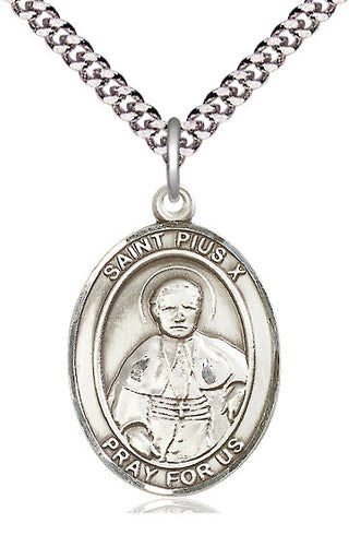 Pewter Saint Pius X Medal Catholic Jewelry Engraved Catholic Saint Jewelry