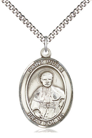Pewter Saint Pius X Medal Catholic Jewelry Engraved Catholic Saint Jewelry
