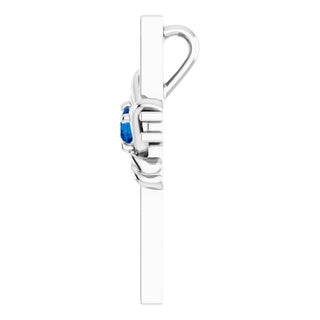 Platinum Natural Blue Sapphire Cross Pendant 