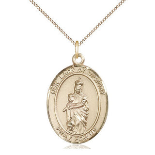 14kt Gold Filled Our Lady of Victory Medal Catholic Jewelry Engraved Catholic Saint Jewelry