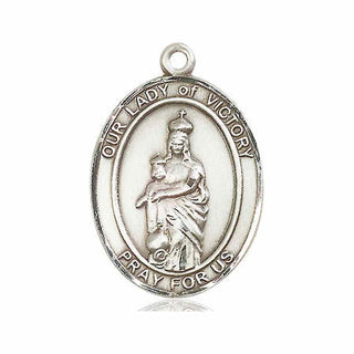 Pewter Our Lady of Victory Medal Engraved Catholic Saint Jewelry