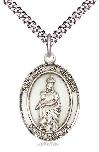 Sterling Silver Our Lady of Victory Medal Catholic Jewelry Engraved Catholic Saint Jewelry
