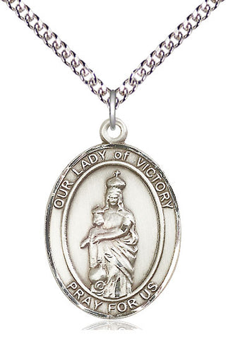 Sterling Silver Our Lady of Victory Medal Catholic Jewelry Engraved Catholic Saint Jewelry