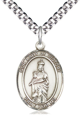 Sterling Silver Our Lady of Victory Medal Catholic Jewelry Engraved Catholic Saint Jewelry