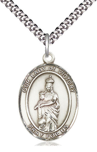 Sterling Silver Our Lady of Victory Medal Catholic Jewelry Engraved Catholic Saint Jewelry
