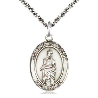 Sterling Silver Our Lady of Victory Medal Catholic Jewelry Engraved Catholic Saint Jewelry