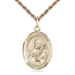 14kt Gold Saint Meinrad of Einsideln Medal Engraved Catholic Saint Jewelry