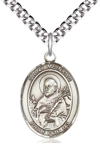 Pewter Saint Meinrad of Einsideln Medal Catholic Jewelry Engraved Catholic Saint Jewelry