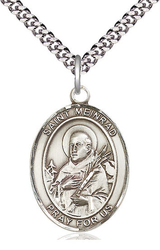 Pewter Saint Meinrad of Einsideln Medal Catholic Jewelry Engraved Catholic Saint Jewelry