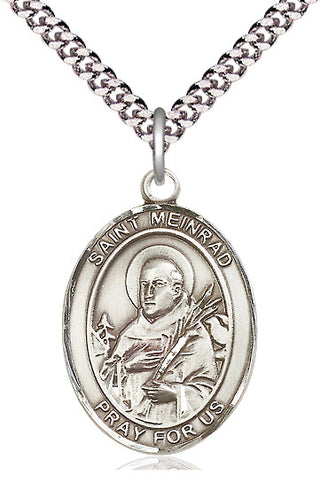 Sterling Silver Saint Meinrad of Einsideln Medal Catholic Jewelry Engraved Catholic Saint Jewelry
