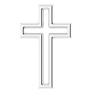 14K White Open Cross Pendant