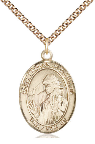 14kt Gold Filled Saint Finnian of Clonard Medal Catholic Jewelry Engraved Catholic Saint Jewelry