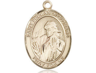 14kt Gold Saint Finnian of Clonard Medal Engraved Catholic Saint Jewelry