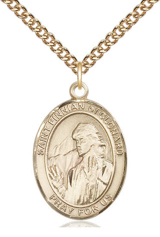 14kt Gold Saint Finnian of Clonard Medal Engraved Catholic Saint Jewelry