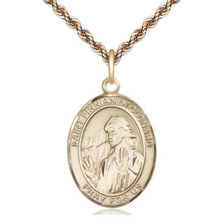 14kt Gold Saint Finnian of Clonard Medal Engraved Catholic Saint Jewelry