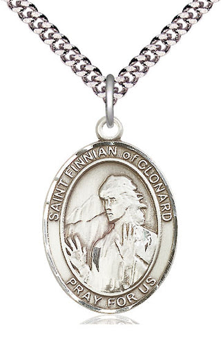 Pewter Saint Finnian of Clonard Medal Catholic Jewelry Engraved Catholic Saint Jewelry