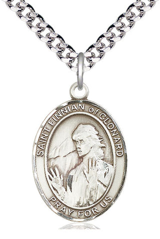 Pewter Saint Finnian of Clonard Medal Catholic Jewelry Engraved Catholic Saint Jewelry