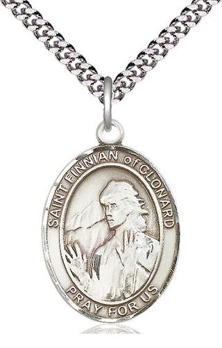 Pewter Saint Finnian of Clonard Medal Catholic Jewelry Engraved Catholic Saint Jewelry
