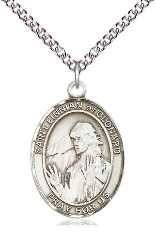 Sterling Silver Saint Finnian of Clonard Medal Catholic Jewelry Engraved Catholic Saint Jewelry