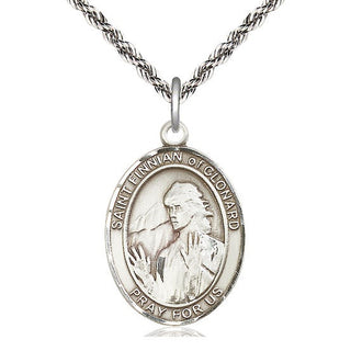 Sterling Silver Saint Finnian of Clonard Medal Catholic Jewelry Engraved Catholic Saint Jewelry