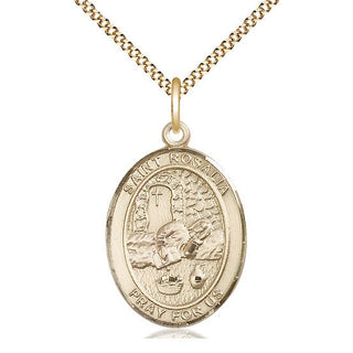 14kt Gold Filled Saint Rosalia Medal Catholic Jewelry Engraved Catholic Saint Jewelry